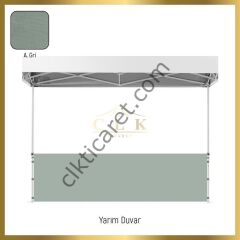 CLK 3x6 40mm Alüminyum Katlanabilir Tente Gazebo Çadır 1 Tam Duvar 3 Yarım Duvar