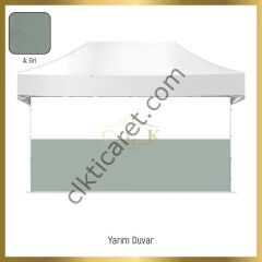 CLK 3x6 40mm Alüminyum Katlanabilir Tente Gazebo Çadır 1 Tam Duvar 2 Yarım Duvar