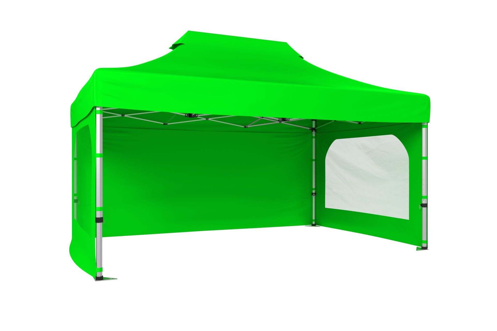 CLK 3x4,5 52mm Kalın Alüminyum Katlanabilir Tente Gazebo Çadır 3 Kenar Kapalı 2 Camlı