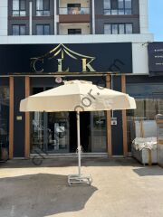 CLK 3 mt Mega İpli Yuvarlak Beyaz Profil Bahçe Cafe Otel Şemsiyeleri
