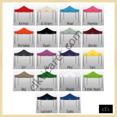 CLK 2x2 mt Saçak Etek Alın Logo Baskılı Gazebo Katlanabilir Tente Stand Tanıtım Fuar Çadırı