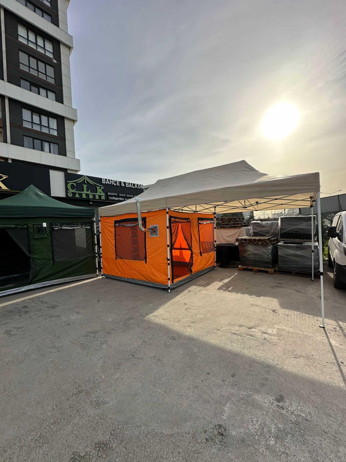 CLK 3x6 Verendalı 30 mm Profil Portatif Katlanır Gazebo Kamp Çadır Turuncu