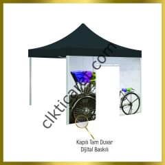 CLK Dijital Baskılı Kapılı Yan Perde Gazebo Katlanır Portatif Çadır Logo Baskılı Tente