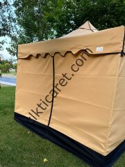 CLK 3x3 40 mm Garden Perdeler Hareketli Sürgülü Katlanabilir Tente Bahçe Çadırı Bej