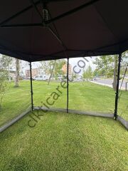 CLK 3x3 Gazebo 30 mm Porfil Bungalow Dekoratif Garden Model Sineklikli Perde Katlanır Portatif Bahçe Çadır Tente Çardak