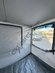 CLK 3x3 30 mm Profil Katlanır Gazebo Portatif Kamp Çadır Açık Gri Mavi Detaylı