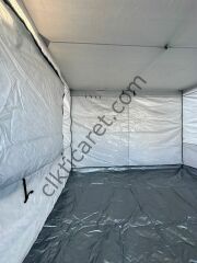 CLK 3x3 30 mm Profil Katlanır Gazebo Portatif Kamp Çadır Açık Gri Mavi Detaylı