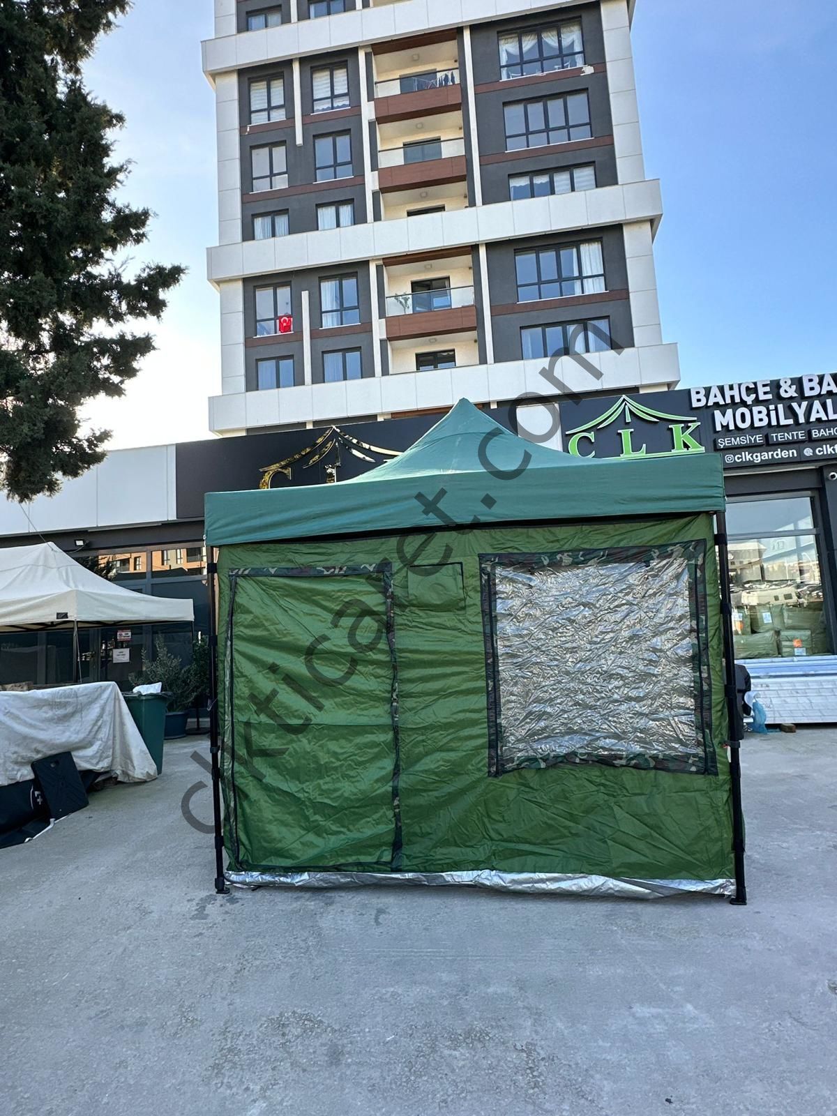 CLK 3x3 40 mm Profil Katlanır Gazebo Portatif Kamp Çadır Haki Yeşil Kamuflaj Detay