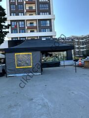 CLK 3x6 Verendalı 40 mm Profil Portatif Katlanır Gazebo Kamp Çadır Antrasit Gri