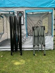 CLK 3x3 mt Kısa Bagaj Boy 115 cm Gazebo Portatif Kamp Çadırı Açık Gri