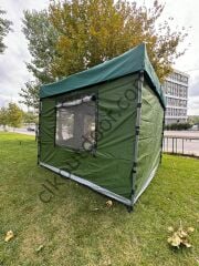 CLK 3x3 mt Katlanabilir Portatif Kısa Bagaj Boy 115 cm Gazebo Portatif Kamp Çadırı Haki