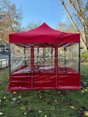 CLK 3x3 30 mm Profil Kış Bahçesi Karavan Çadırı Şeffaf Brandalı Gazebo Katlanır Çadır Portatif Tente