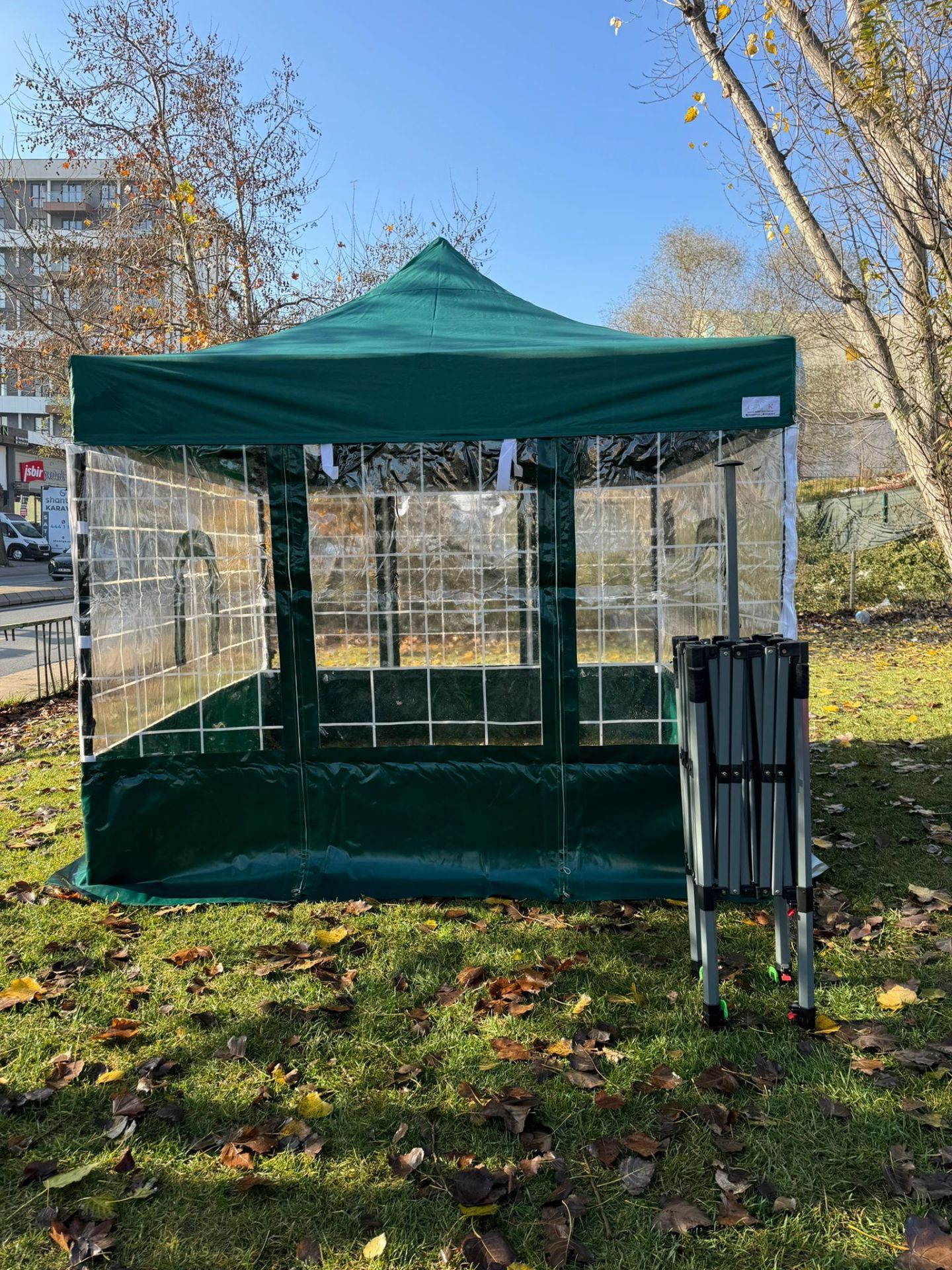 CLK 3x3 40 mm Alüminyum Profil Kış Bahçesi Karavan Çadırı Şeffaf Brandalı Gazebo Katlanır Çadır Portatif Tente