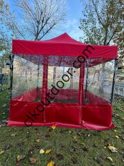 CLK 3x3 40 mm Alüminyum Profil Kış Bahçesi Karavan Çadırı Şeffaf Brandalı Gazebo Katlanır Çadır Portatif Tente