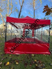 CLK 3x3 40mm Kısa Bagaj Boy 115 cm İskelet Profil Kış Bahçesi Karavan Çadırı Şeffaf Brandalı Gazebo Katlanır Çadır Portatif Tente