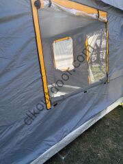 CLK 3x3 Metre 30mm Yeni Nesil 2 Kapı 4 Pencereli Gazebo Kamp Çadırı Portatif TENTELİ Model Gri