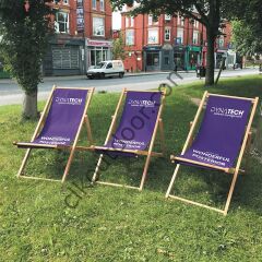 CLK Outdoor Logo Marka Baskılı Katlanır Ahşap Şezlong