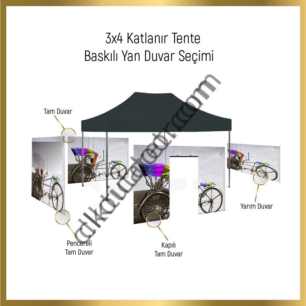 CLK 5x7,5 Metre Kalın 52mm Alüminyum Profil Baskılı Gazebo Çadır Portatif Tente Set
