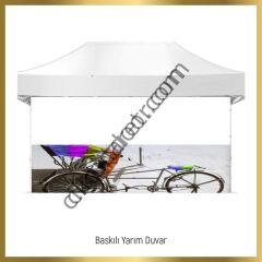 CLK 5x7,5 Metre Kalın 52mm Alüminyum Profil Baskılı Gazebo Çadır Portatif Tente Set