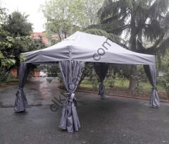 CLK 3x4,5 mt 40 mm Garden Katlanabilir Tente Bahçe Çadır Açık Gri Çardak Bungalow Serisi