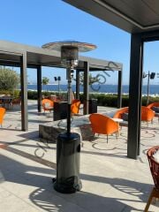 CLK Palmiye Tüplü Soba Gri Dış Mekan Bahçe Mantar Şemsiye Tipi Dekoratif Isıtıcı